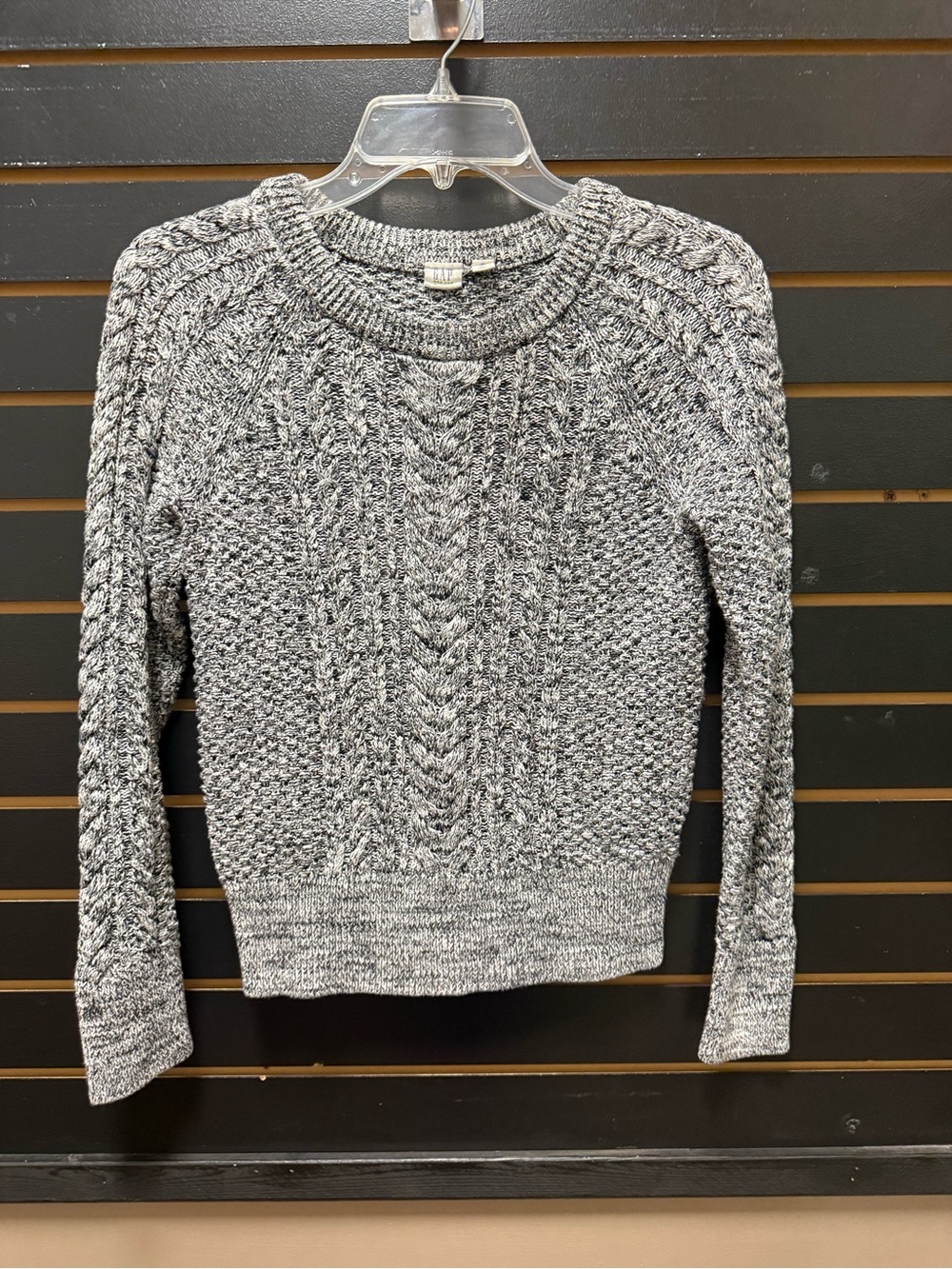 GAP Black White Marled Cable Knit Sweater Women’s XS Cotton